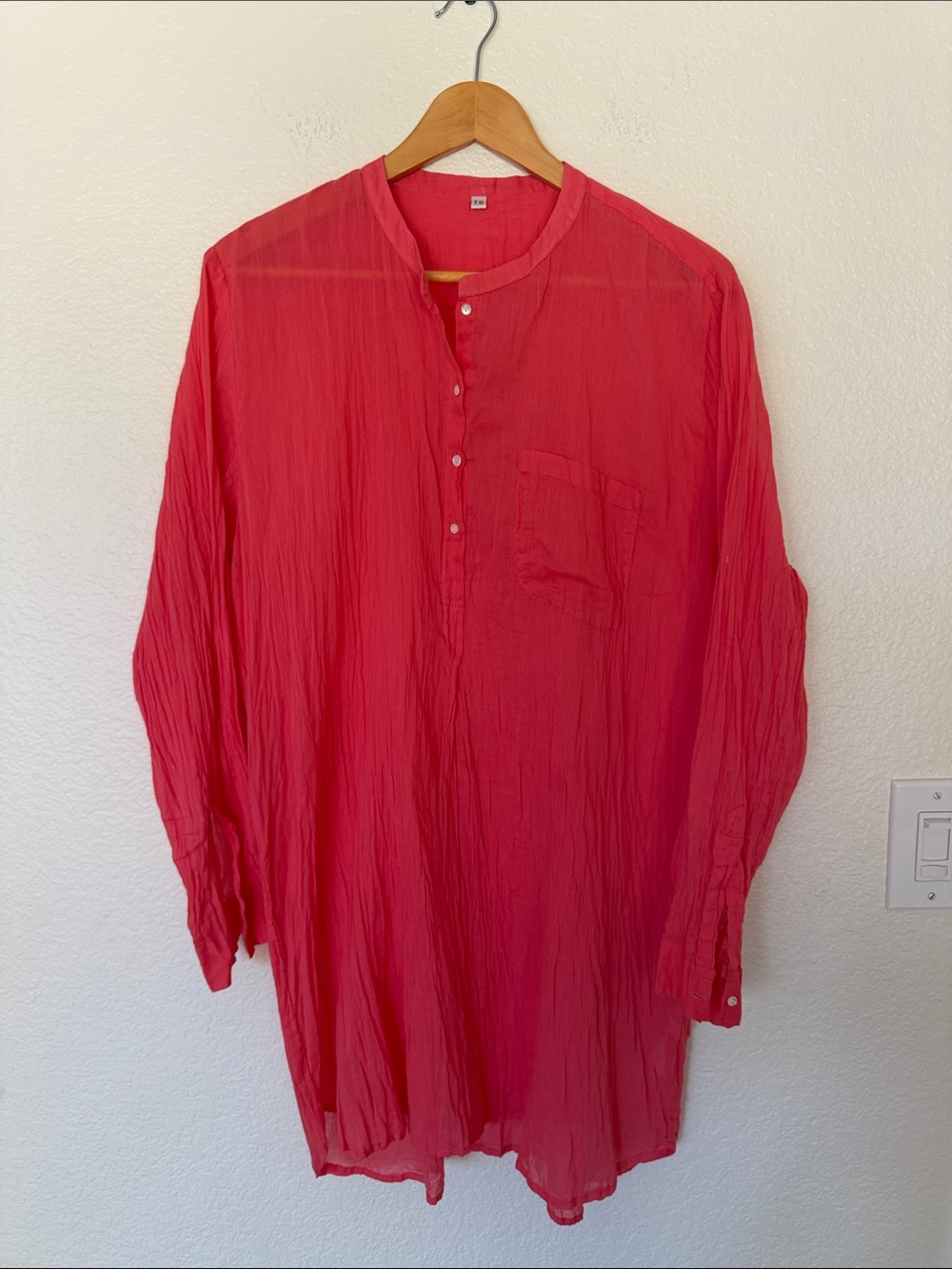 T.U. Coral Button-Front Lightweight Top